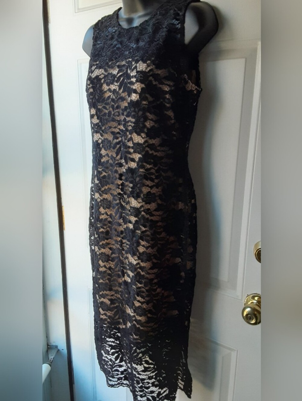 Forest Lily Black Lace Midi Dress Sleeveless Bodycon Cocktail Party M